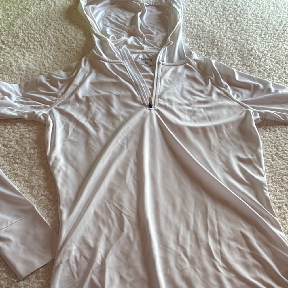 White Hooded Long Sleeve Top